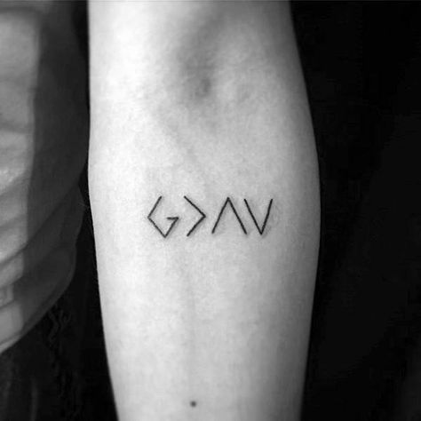 Guys Tiny Tattoos With God Is Greater Than The Highs And Lows Design Tattoo Ideas About God, Wörter Tattoos, Minimalist Tattoo Meaning, Macro Nutrition, God Tattoos, Shape Tattoo, Small Tattoos With Meaning, Muster Tattoos, Men Hairstyle