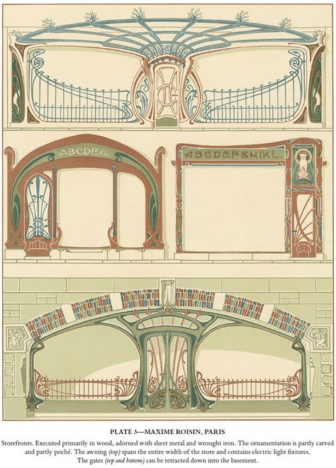 http://www.doverpublications.com/zb/samples/804550/sample7c.html Art Nouveau Architecture Sketch, Art Neuvo Design, Art Nouveau Building, Detailing Architecture, Classic Sketch, Motifs Art Nouveau, Art Nouveau Interior, Art Nouveau Furniture, Istoria Artei