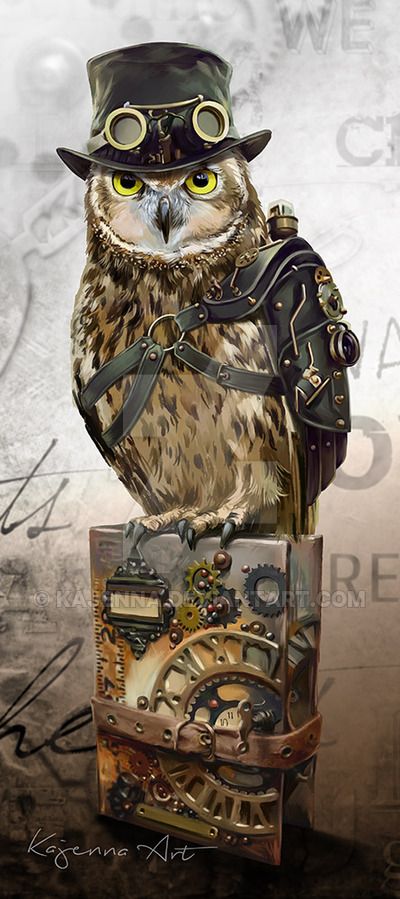 Steampunk Owl, Steampunk Animals, Steampunk Owls, Mode Steampunk, Steampunk Artwork, Steampunk Tendencies, Marjolein Bastin, Steampunk Ideas, Diesel Punk