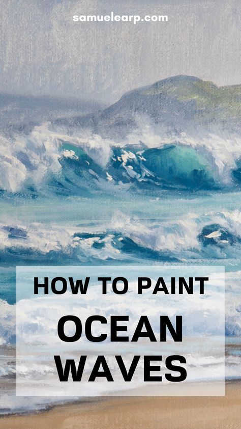 Acrylic Ocean Painting Easy, How To Paint Sea Waves, Painting The Ocean With Acrylics, How To Paint Ocean Waves, Sea Waves Painting, Painting Waves, How To Paint Waves, How To Paint Waves Acrylic, Waves Painting