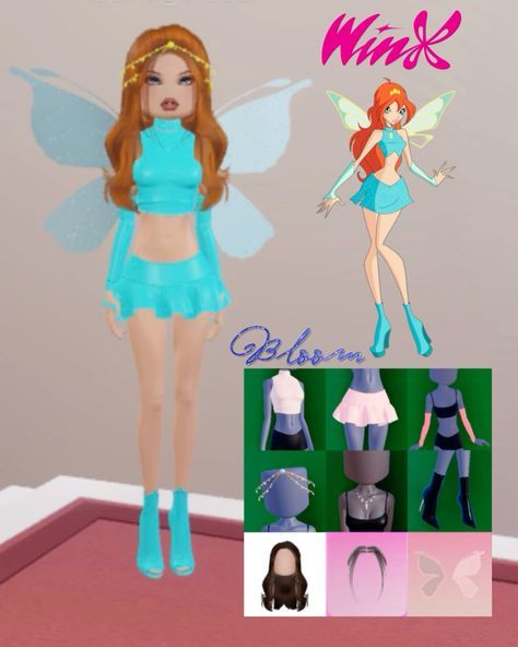 Bloom Dress To Impress, Chic Dress To Impress Outfit Ideas, Decor Dress To Impress Outfit, Winx Dress To Impress, Dress To Impress Fairy Costume, Winx Fairy, Roblox Fashion, Winx Bloom, Dress Impress