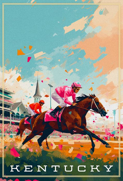 Kentucky Derby Artwork, Kentucky Derby Wallpaper, Kentucky Derby Art, Kentucky Derby Poster, Horse Racing Aesthetic, Kentucky Derby Aesthetic, Derby Wallpaper, Derby Aesthetic, Kentucky Aesthetic