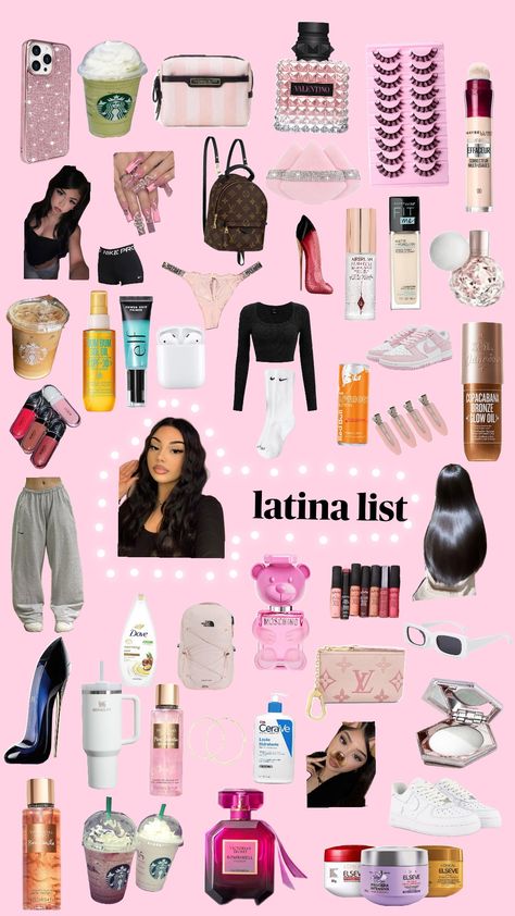 👯🏻‍♀️🥥°•☆latina girl☆•°🥥👯🏻‍♀️ #latina #girl #mackeup #cosmetic #aesthetic #cute #whishlist #list #latinaoutfitinspo Latina Essentials, Latina Wishlist, How To Be Latina, Latina Makeup Products List, Latina Looks Outfit, Latina Christmas Wishlist, Baddie Christmas List, Latina Core Aesthetic, Baddie Wishlist