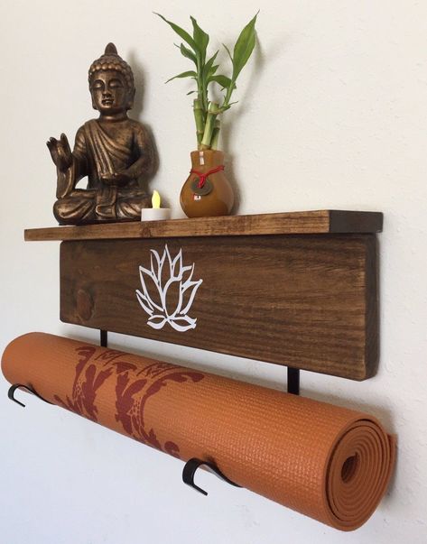 Zen Office, Home Yoga Room, Yoga Mat Holder, Yoga Room Decor, Home Gym Decor, Zen Room, Meditation Rooms, Yoga Mats Design, Zen Space