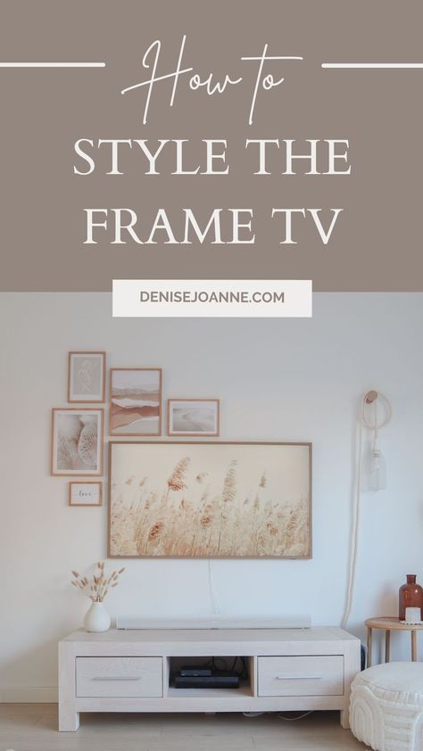 You can now integrate your tv into your interior and match it with your color palette, your vibe and your aesthetic. It's so easy to make the Samsung frame tv look like art in your living room! I'm obsessed!! Here's how to style it into a gallery wall Frame In Living Room Ideas, Framed Tv Art Wall, Wall Art Collage Around Tv, Gallery Walls Around Tv, Picture Tv Gallery Wall, Samsung Frame Tv Feature Wall, Portrait Tv Wall, Samsung Frame Wall Ideas, Samsung Tv Frame Living Room