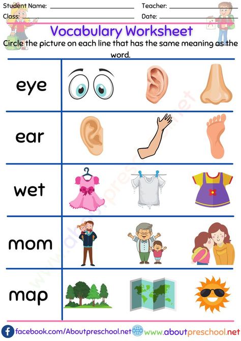 Vocabulary Worksheet English Vocabulary Worksheets, 1st Grade Vocabulary, Worksheet 1st Grade, Worksheets 2nd Grade, Kindergarten Vocabulary, Worksheet Kindergarten, Academic Vocabulary, 2nd Grade Worksheets, Vocabulary Practice