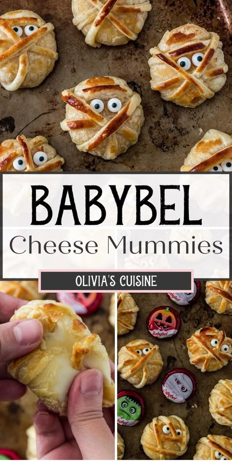 Babybel Cheese Halloween, Food For Halloween Party Appetizers, Gothic Halloween Party Food, Spooky Birthday Food, Halloween Dinners Easy, Kids Halloween Appetizers, Halloween Party Snacks For Adults Easy, Adult Halloween Party Appetizers, Mummy Brie Cheese