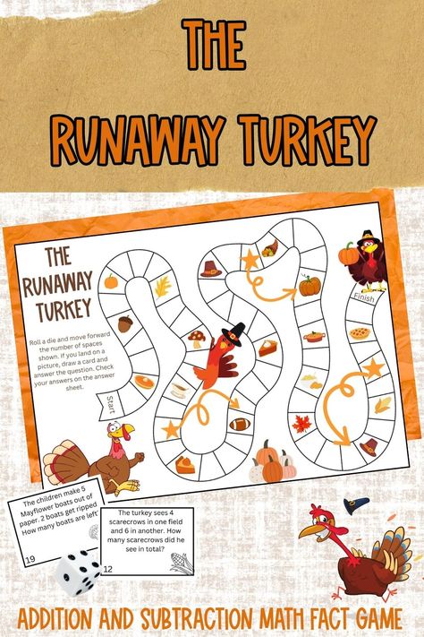 This Thanksgiving-themed math game for first graders helps kids practice addition and subtraction word problems in a fun, engaging way. Perfect for classroom or homeschool use! Fall Math Games First Grade, Thanksgiving Math 1st Grade, Subtraction Games Second, Thanksgiving Math First Grade, Thanksgiving Math Activities 4th Grade, Thanksgiving Math Activities 3rd Grade, Math Facts 2nd Grade, Subtraction Games For First Grade, Thanksgiving Classroom Games