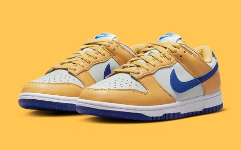 Nike Dunks Yellow, Dunks Yellow, Nike Dunk Low Next Nature, Ken Ryuguji, Sneaker Design, Nike Jordan Retro, Sigma Gamma Rho, Nike Dunk Low, Yellow And Blue