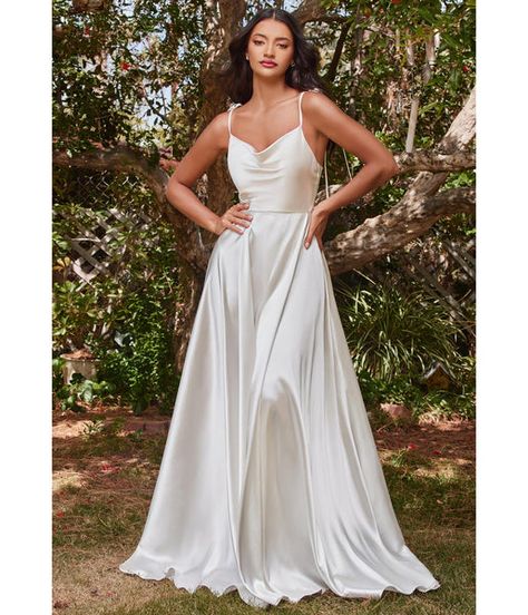 Sensual Dress, White Satin Dress, Satin Bridal Gowns, Satin Wedding Gown, Cinderella Divine, Floor Length Skirt, Satin Wedding Dress, Satin Gown, Bishop Sleeve