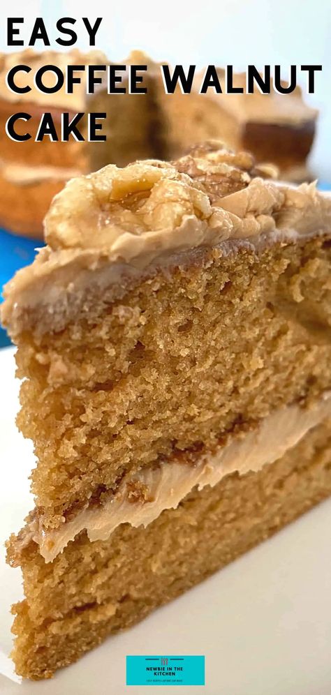 Fluffy Cake Recipe, Coffee Walnut Cake, French Yogurt Cake, Walnut Cake Recipe, Coffee Frosting, Nice Cake, Coffee And Walnut Cake, Fluffy Cake, Cake 5