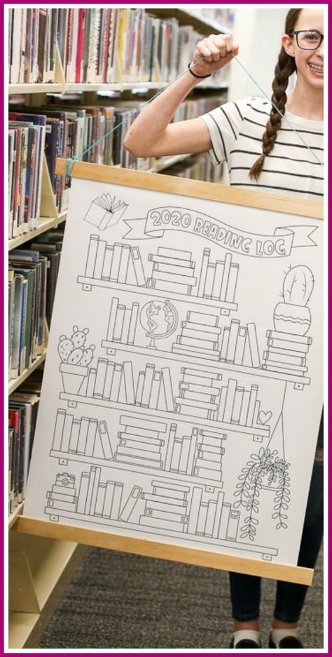 Grab this Printable Reading Chart Log – free printable!!  Keep track of all the books you read in the year.  Love this idea! - Sugar Bee Crafts Diy School Library, Printable Bookshelf Reading Log, Free Reading Tracker Printable, Bujo Library, Bookshelf Reading Tracker, Reading Journal Library, Bookshelf Reading Log, Library Quilt, Journal Library