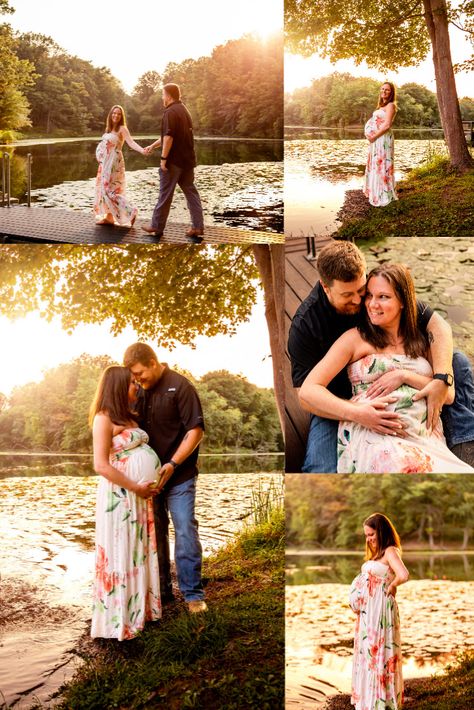 Maternity Pictures At Lake, Lake Pregnancy Photos, Lake Side Maternity Pictures, Lake Maternity Pictures Water, Maternity Pond Pictures, Maternity Lake Photography, Baby Bump Photoshoot, Fall Fishing, Maternity Session