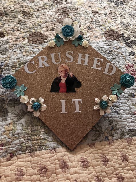 Jojo Graduation Cap, Fun Graduation Cap Ideas, Fun Grad Cap Ideas, Pitch Perfect Tattoo, Pitch Perfect Graduation Cap, High School Grad Cap Ideas Funny, Grad Cap Inspiration, High School Graduation Cap Designs Funny, Graduation Cap Designs 2023