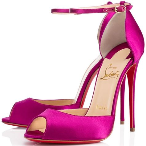 Christian Louboutin "Gardnera" Satin Ankle-Strap Sandals in Eveque Red Bottom Shoes, Manolo Blahnik Heels, Christian Louboutin Heels, Carrie Bradshaw, Shoe Obsession, Mode Vintage, Louboutin Shoes, Womens Fashion Trends, Christian Louboutin Shoes