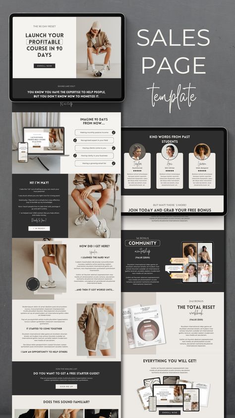 Creative website design Sales Page Design Inspiration, Canva Website Template, Course Website Design, Online Magazine Website, Canva Website Design, Sales Page Design, Coffee Site, Online Course Template, Course Template