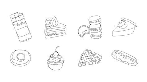 Chocolate Line Art, Line Art Cake, Chocolate Line, Desserts Drawing, One Line, Gold Foil Balloons, Create This Book, Badge Template, Cakes Chocolate