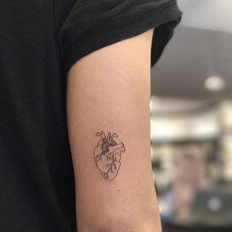 Real Heart Tattoos, Human Heart Tattoo, Realistic Heart Tattoo, Anatomical Heart Tattoo, Cute Tiny Tattoos, Classy Tattoos, Discreet Tattoos, Simplistic Tattoos, Piercing Tattoo