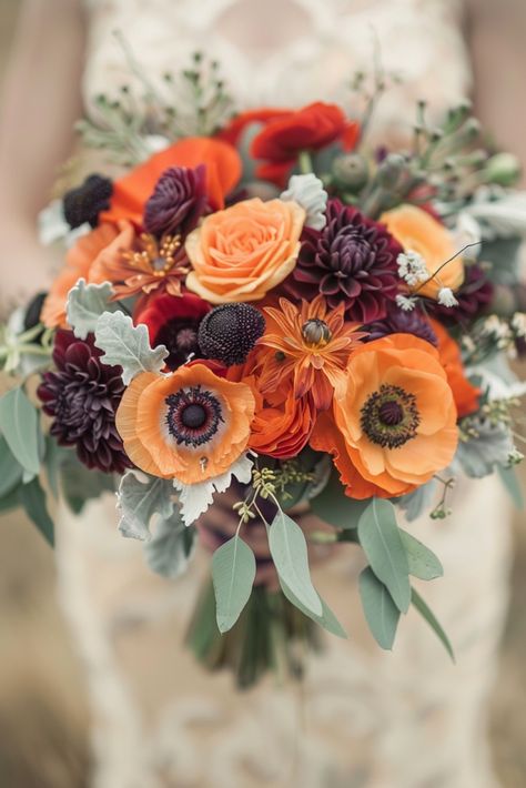 Real Flower Bridal Bouquet, Sunflower Bridal Bouquet, Anemone Wedding, Fall Wedding Bouquet, Hydrangea Bouquet Wedding, Wedding Bouquet Ideas, Cozy Romantic, Autumn Bouquet, Autumnal Wedding