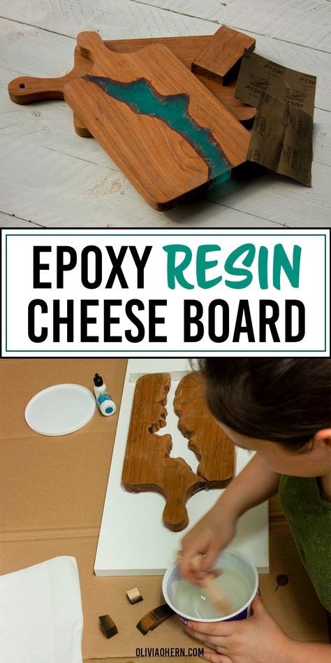 Live Edge Resin Table Rivers, Epoxy Cheese Board, Epoxy Resin Charcuterie Boards Diy, Diy Resin Charcuterie Board, Charcuterie Board With Resin, Epoxy Resin Wood Projects For Beginners, Resin Cheese Board Ideas, Diy Epoxy Resin Projects, Epoxy Resin Crafts Ideas