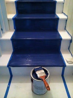 Stairway redo Painting Wooden Stairs, Stairway Remodel, Redo Stairs, Painted Staircases, Basement Redo, Iron Stair Railing, Stairs Makeover, Textured Paint, Staircase Makeover