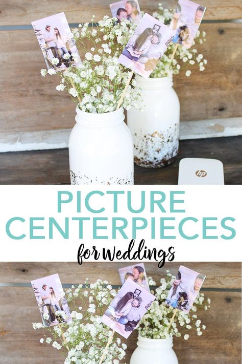 Bridal Party Centerpieces, Bridal Shower Diy Decorations, Bridal Shower Centerpiece Ideas, Picture Centerpieces, Wedding Shower Centerpieces, Photo Centerpieces, Centerpieces For Weddings, Bridal Shower Planning, Bridal Shower Tables