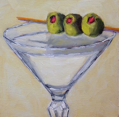 Martini Painting Easy, Martini Glass Painting, Martini Glass Art, Martini Painting, Martini Art, Asparagus Tart, Room Pics, Crayon Drawings, Pastel Artwork