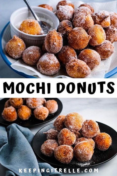 Finger Food Dessert, Mochi Donuts Recipe, Peach Food, Rice Flour Recipes, Local Recipes, Korean Recipe, Mochi Recipe, Tiki Bars, Fusion Dishes