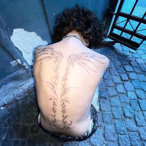 #aggrogoth #cybersigilism #tattoo #wings #backtattoo #skeletontattoo Cybersigilism Tattoo, Tattoo Wings, Tattoo Samples, Back Tats, Sigil Tattoo, Skeleton Tattoos, Tattoo Portfolio, Eyebrow Piercing, Wings Tattoo