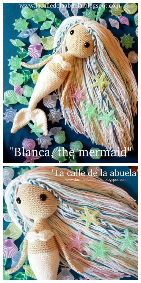 Crochet Blanca the Mermaid Doll Amigurumi Free Patterns Mermaid Crochet Pattern Free, Crochet Mermaid Doll, Crocheted Mermaid, Mermaid Crochet Pattern, Mermaid Crochet, Doll Amigurumi Free Pattern, Doll Patterns Free, Crochet Mermaid, Crochet Dolls Free Patterns