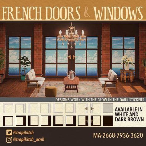 French Door Windows, Acnh Interior, Motif Acnl, Animal Crossing Patterns, Happy Home Paradise, Ac Codes, Acnh Patterns, Ac New Leaf, L Wallpaper