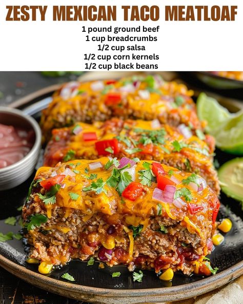 (1) Zesty Mexican Taco Meatloaf 😍 Recipe in top... - Easy Quick Recipes | Facebook Taco Meatloaf, Mexican Meatloaf, Meatloaf Ingredients, Rice Casserole Recipes, Mexican Tacos, Ground Beef Recipes For Dinner, Beef Recipes Easy, Beef Recipes For Dinner, Slow Cooker Soup