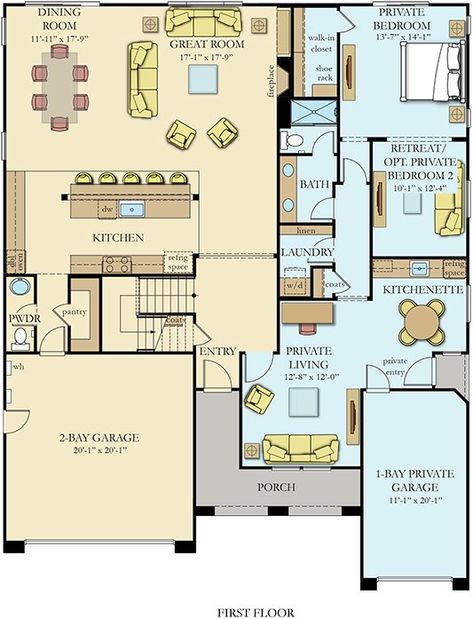 Generation House Plans, Next Gen House Plans, Mil Suite, Next Gen Homes, Multigenerational House Plans, Multigenerational House, Two Master Suites, Castle Plans, Duplex Floor Plans