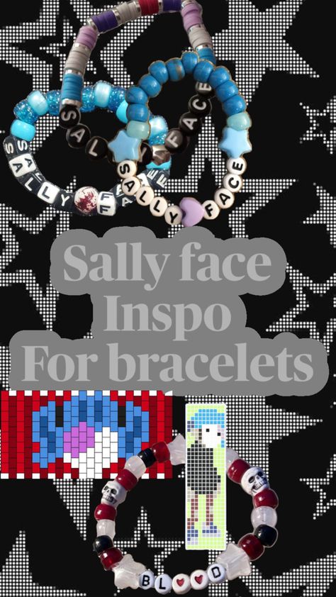 Thank you for the creators who made these bracelets, I will make some! Sally Face Kandi, Kandi Bracelet Ideas, Pulseras Ideas, Sally Man, Diy Kandi Bracelets, Pony Bead Bracelets, Kandi Perler, Sal Fisher, Diy Kandi