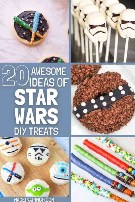 Starwars Cookies Easy, Star Wars Birthday Treats, Star Wars Snacks For Kids, Star Wars Birthday Snacks, Star Wars Desserts Easy, Star Wars Treats Food Party Ideas, Star Wars Brownies, Star Wars Baked Goods, Star Wars Snack Ideas