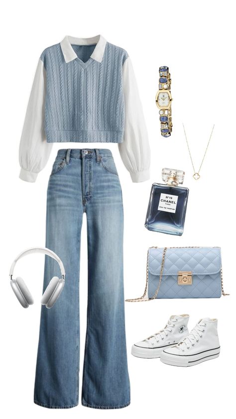 #ootd #aesthetic #outfit #casual #fashion #inspo Dark Blue Outfits Aesthetic, Cute Outfits With Dark Blue Jeans, Dark Blue Jeans Outfit Casual, Easy College Outfits, Dark Blue Jeans Outfit Aesthetic, Aesthetic Outfits Blue, Trendy Shein Outfits, Dark Blue Jeans Outfit, Blue Ootd