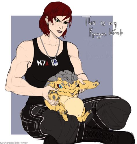 Krogen child and shepherd Mass Effect Femshep, Mass Effect Comic, Videogame Characters, Mass Effect Funny, Mass Effect 1, Pat Pat, Mass Effect Universe, Mass Effect Art, Mass Effect 3