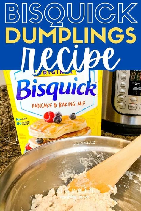 It's so easy to make the original Bisquick dumplings recipe! You can use it for chicken and dumplings, beef stew and dumplings, or whatever stew you prefer. Chicken And Bisquick Dumplings, Bisquick Dumplings Recipe, Beef Stew And Dumplings, Easy Chicken Dumpling Recipes, Bisquick Dumplings, Easy Dumplings Recipe, Homemade Dumplings Recipe, Bisquick Chicken, Beef Stew With Dumplings