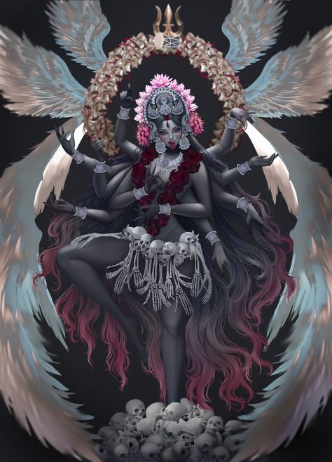 ArtStation - Goddess Kali The Mother of Creation Tripura Sundari, Creation And Destruction, Goddess Of Destruction, Kali Images, Dark Void, Maa Kali Images, Supreme Being, Indian Goddess Kali, My Art Style