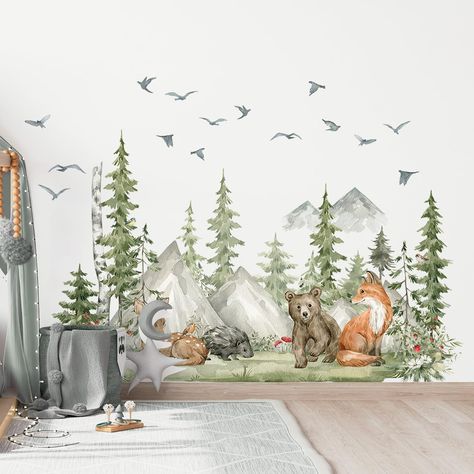 PRICES MAY VARY. 【Reliable Material】: This woodland wall stickers are made of high-quality die-cut vinyl, safe and non-toxic, never fade, not shrink, curl, or stretch.It's easy to peel and stick, durable, waterproof and removable without any sticky residue or marks. 【Special Design】: Featuring with watercolor forest tree animals pattern, the jungle animal wall decals are perfect for decorating nursery, kids room, baby room,classroom. DIY a magic and unique space for your kids! 【What You Get】: Co India Wallpaper, Baby Room Wall Stickers, Woodland Animals Nursery, Forest Animal Nursery, Nursery Designs, Diy Nursery Decor, Shower Thoughts, Woodland Wall, Forest Wall Mural