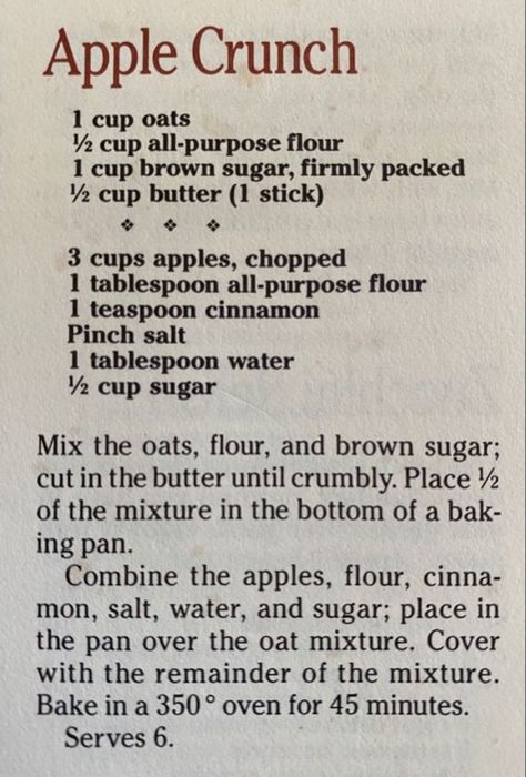 Apple Crunch Recipe, Dessert Recipes Apple, Cracker Barrel French Toast, Apple Crunch, Easy Pineapple Cake, Cobbler Recipes Easy, Old Fashioned Bread Pudding, Crunch Recipe, Apple Recipes Easy