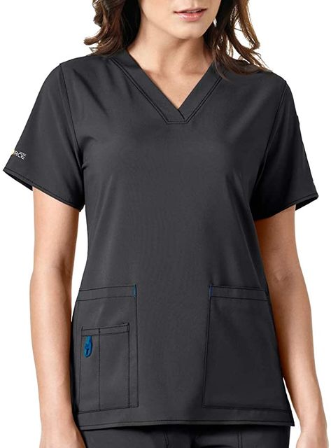 Carhartt Scrubs, Ear Bud, Dobby Fabric, Dark Pewter, Carhartt Women, Scrub Tops, V Neck Tops, Modern Fit, Scrubs