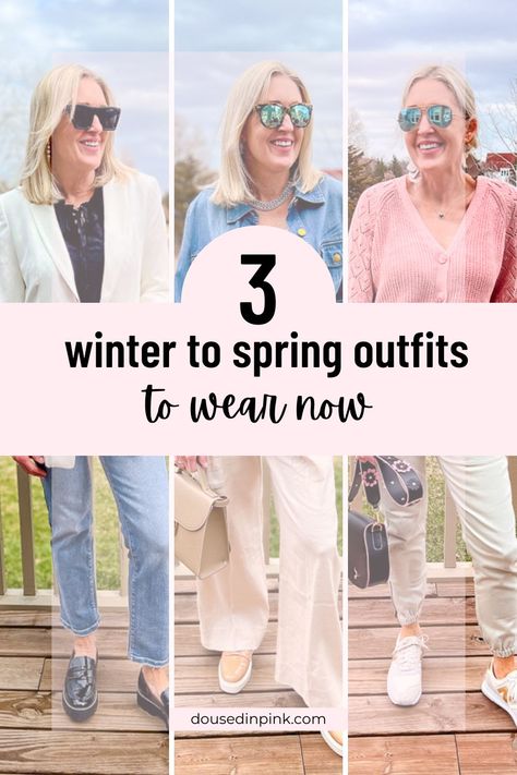 Are you looking for the perfect way to transition your wardrobe from winter to spring? Look no further! We have 3 winter to spring outfits to wear now along with no-fail outfit formulas and styling tips for women. Check out the post for more tips and looks! Spring Outfits For Cool Weather, Outfits For Cool Weather, Winter To Spring Outfits, Oversized Winter Coat, Style Rut, Outfits To Copy, Winter To Spring, Heavy Sweaters, Outfits To Wear