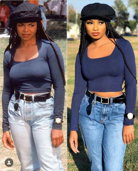 She BODIED IT! BIG YES 🥴🤤 Her colors a lot more bold too! Janet was ashy assel 😂😂 jk @officialdesiree @iamjayhutt Janet Jackson Costume, Halloween Outfits Casual, 90s Hip Hop Outfits, Aaliyah Outfits, 90s Theme Party Outfit, Black 90s Fashion, 90s Fashion Party, 90s Party Outfit, Throwback Outfits