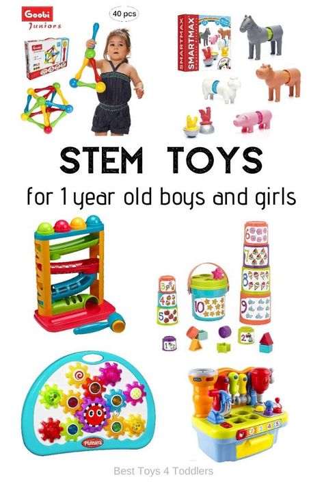 Top 10 STEM toys for 1 year old toddlers - age appropriate toys for toddlers 12 - 24 months to introduce science, technology, engeneering and math into their daily routine through play Toy Gift Guide, Steam Toys, Stem Kits, Stem Steam, Stem For Kids, Stem Learning, Stem Science, Gifted Education, Science Kits