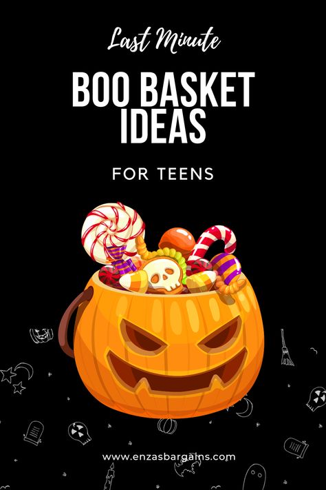 Last Minute Boo Basket Ideas for Teens - Enza's Bargains Boo Bucket Ideas For Teens, Boo Basket For Teen Boys, Teen Boy Boo Basket, Halloween Boo Basket Ideas For Teens, Boo Baskets For Teens, Boo Basket Ideas For Teens, Teen Boo Basket, Diy Halloween Basket, Boo Basket Ideas