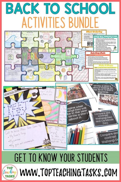 Back to School Activities. Your upper primary students are going to love this B2S activity pack. Let students get to know one another better with these introduction activities. Your Year 4, Year 5 or Year 6 class will love these dynamic, engaging resources. It has all about me, goals & achievements, best friends, summer memories, and more included. Start with a meaningful, fun activity on the first day of school! Introduction Activities, Get To Know Your Students, Get To Know You Activities, Classroom Hacks, All About Me Activities, 6 Class, About Me Activities, Classroom Culture, Inclusion Classroom