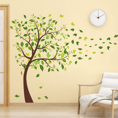 Scandinavian Living Room Inspo: Clean and Simple Design Life Size Tree Diy, Tree Design On Wall, Wall Painting Ideas Creative, Tree Wall Painting, Tree Wall Decals, Honey Store, Women Bedroom, Leaves Photo, Photo Walls