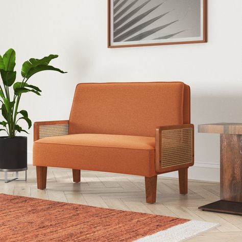 Arminas 43'' Upholstered Loveseat Orange Loveseat, Small Loveseat, Single Seat Sofa, Library Furniture, Office Couch, Sofa Set Designs, Single Sofa Chair, Mid Century Sofa, Single Sofa