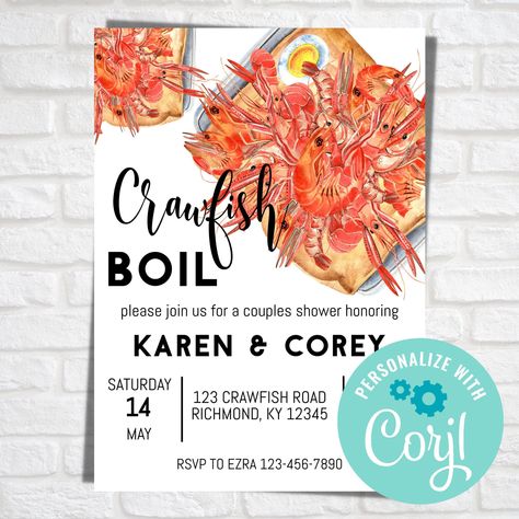 Excited to share this item from my #etsy shop: Crawfish Boil Invitation, Crawfish Couples Shower Invite, Editable Couple Shower, Any Event Crawfish Invitation Couples Shower Invitation, Louisiana Wedding, Crawfish Boil, Couples Shower Invitations, Floral Bridal Shower Invitations, Couple Shower, Floral Bridal Shower, Printed Invitations, Floral Bridal